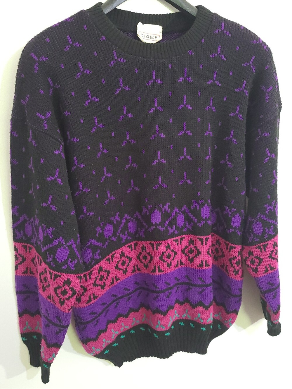 Vintage 80s/90s Cicely Geometric Knit Sweater Size M